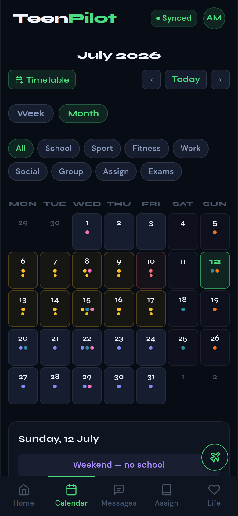 Your school day in one calendar